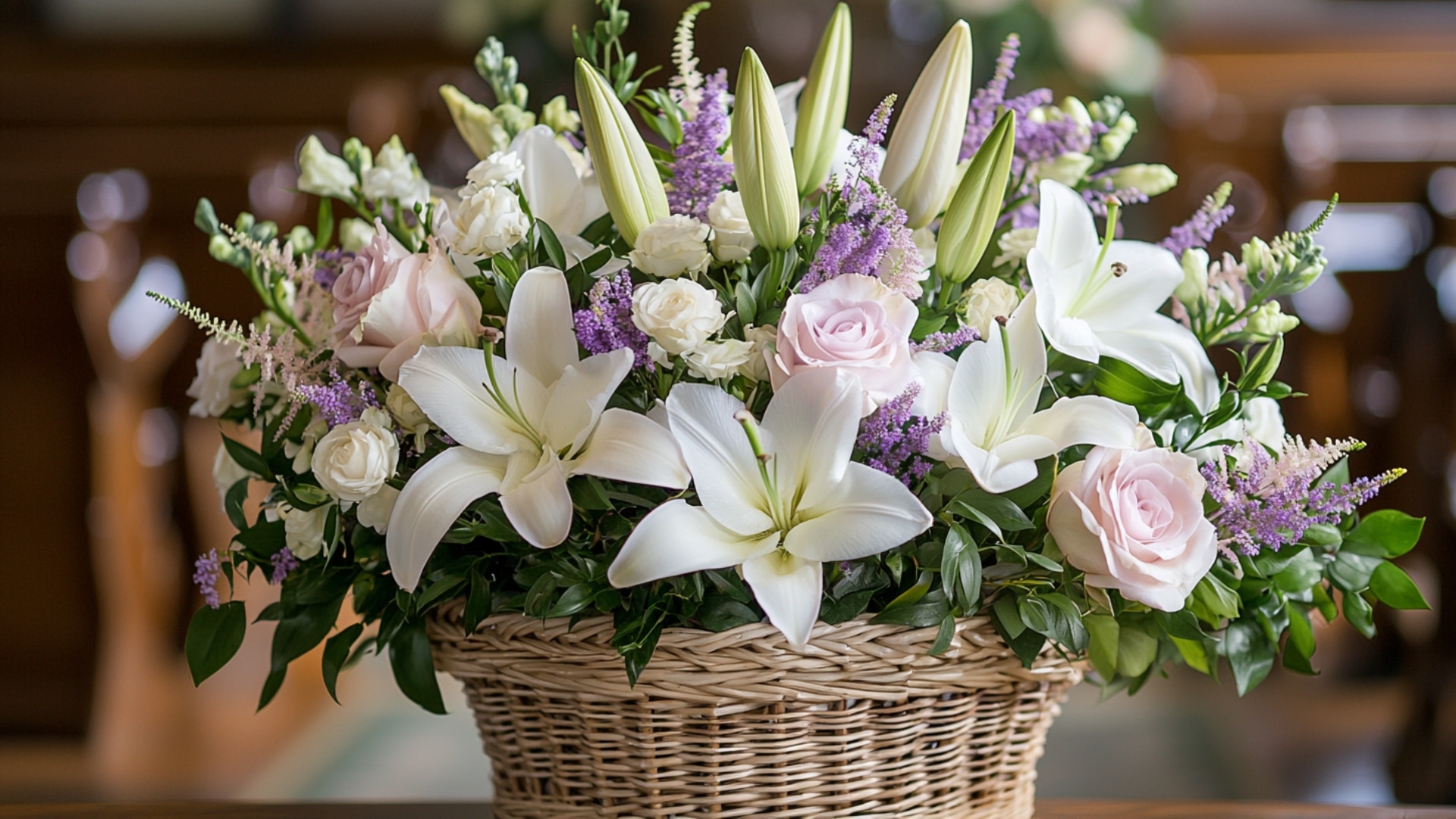 Composition florale délicate et symbolique pour une cérémonie de crémation