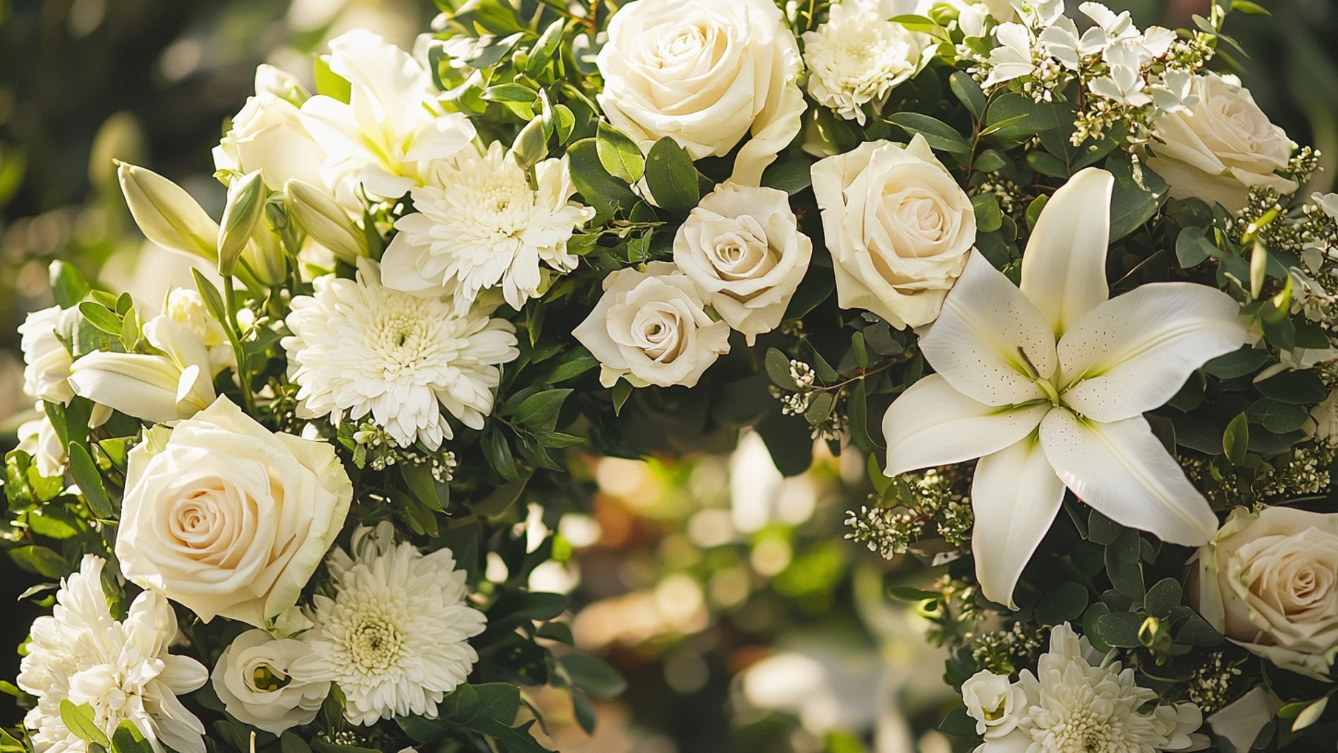 Couronne de fleurs classique et raffinée pour une cérémonie de crémation