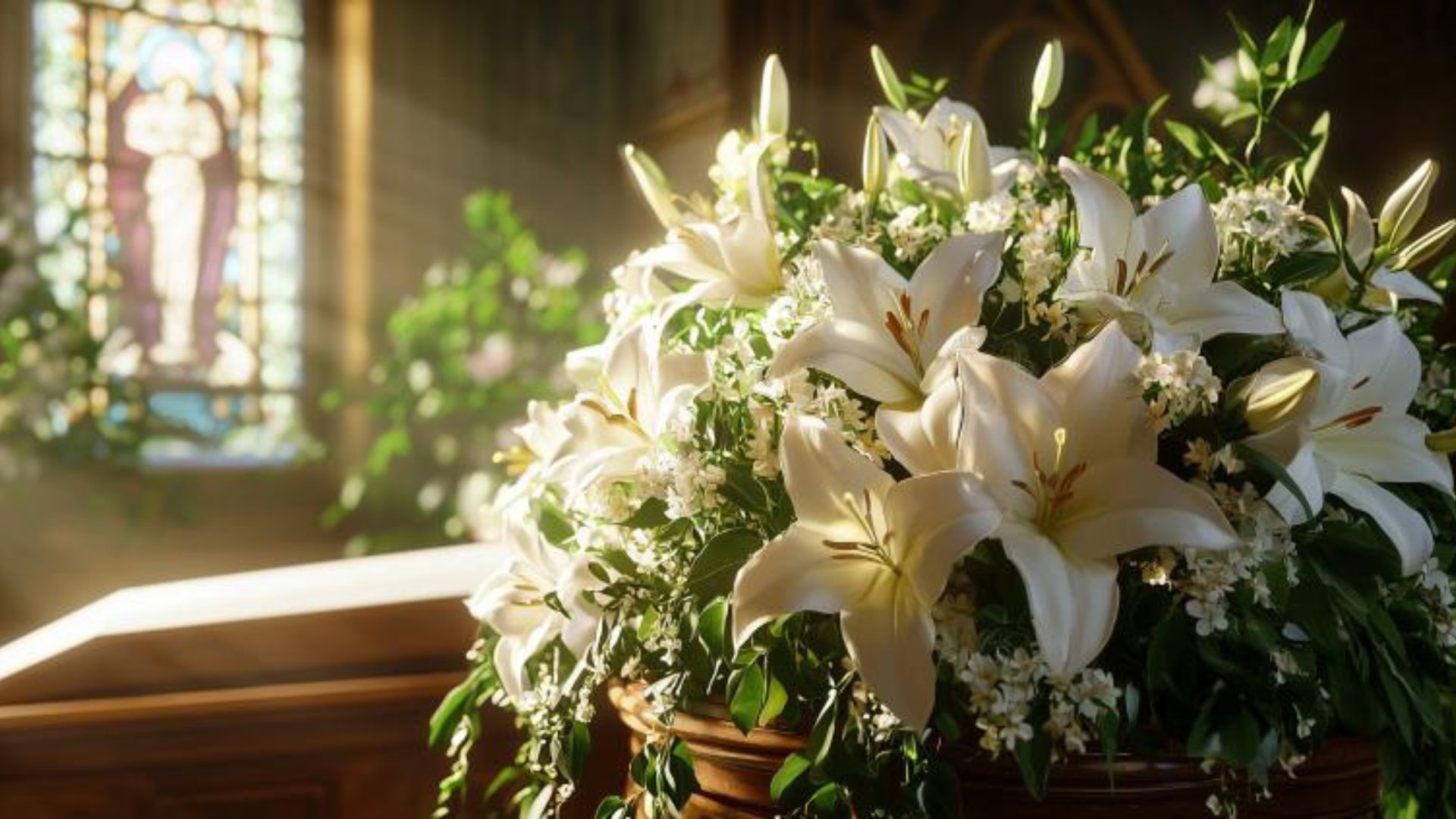 Gerbe de fleurs pour obsèques avec message personnalisé