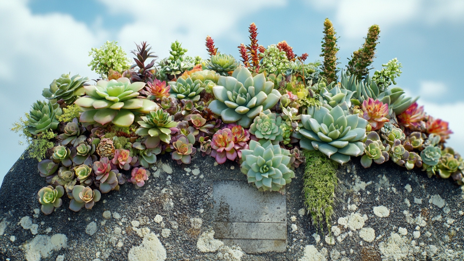 Composition durable de plantes grasses et succulentes sur une tombe 