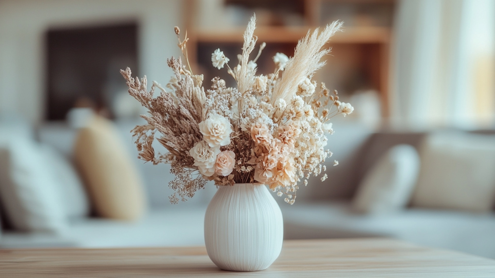 Bouquet moderne de fleurs séchées et stabilisées pour un hommage durable